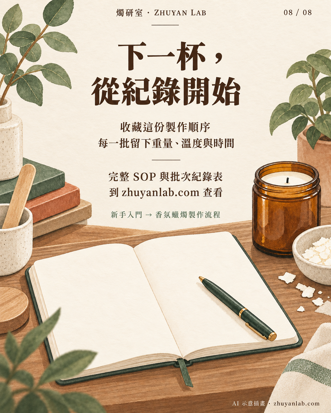 AI 示意插畫:保存批次紀錄,八頁圖解第 8 頁